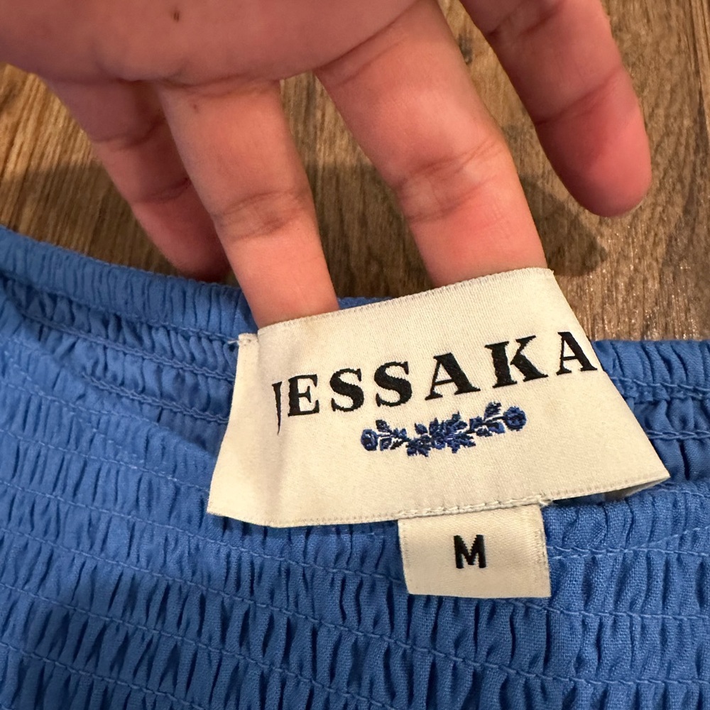 JessaKae Blue Puff Sleeve Dress - Picture 2 of 7